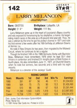 1991 Jockey Star Jockeys #142 Larry Melancon Back